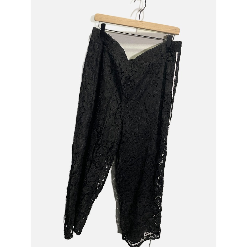 Eloquii Studio Black Lace Trousers with White Side Stripe Plus Size 18 Womens‎